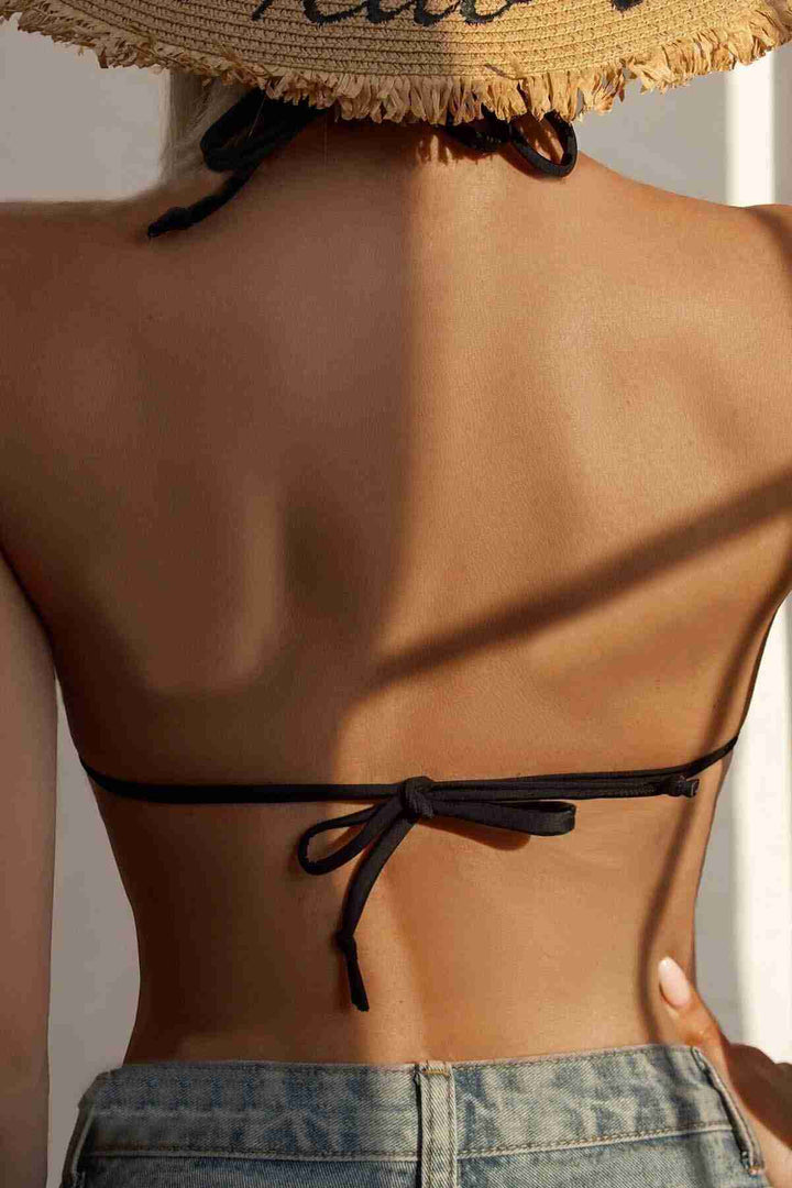 IGR Women Angels Black Triangle Bikini Top Tied from the Black Neck - Hofheim