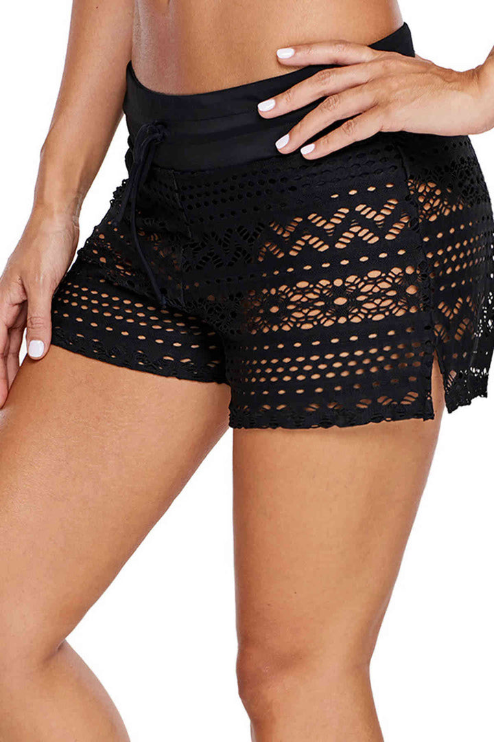 IGR Women Angels Black Lace Sea Shorts United Bikini Bottom - Elmhurst