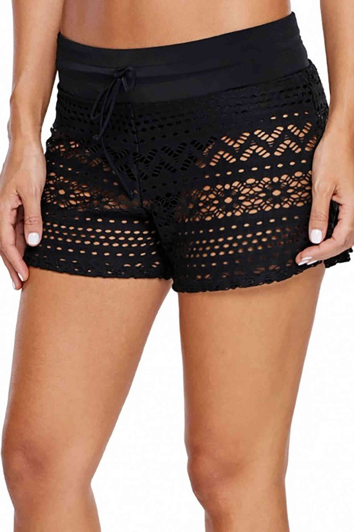 IGR Women Angels Black Lace Sea Shorts United Bikini Bottom - Elmhurst