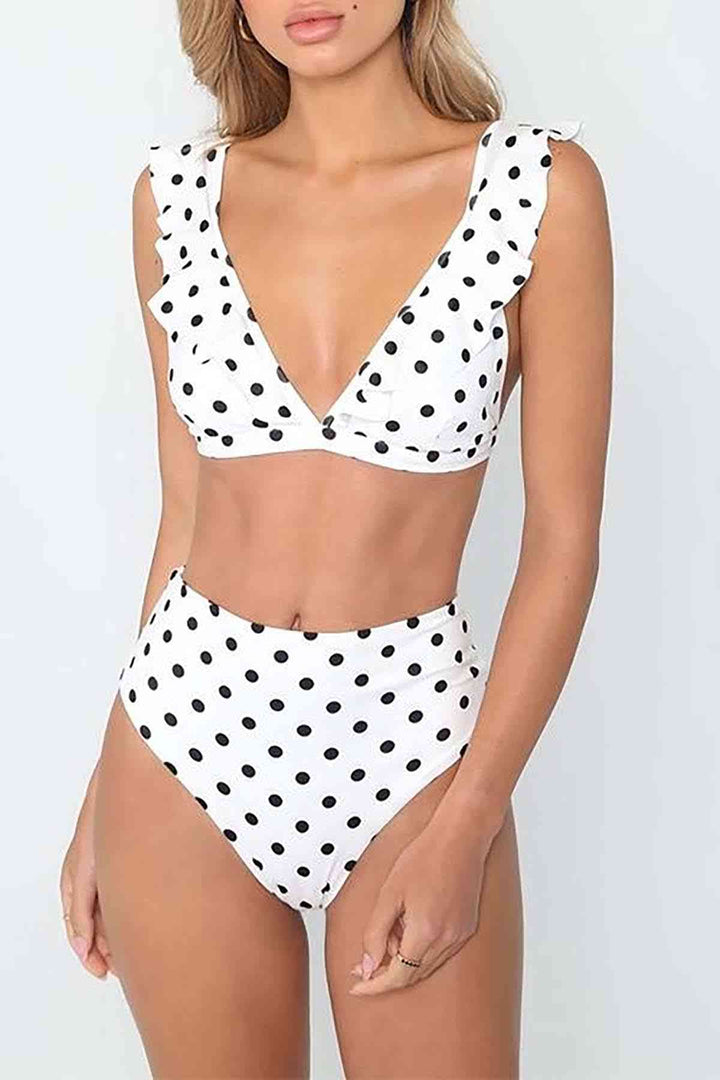 مجموعة بيكيني IGR Women Angels Polka Dot باللون الأبيض - Media