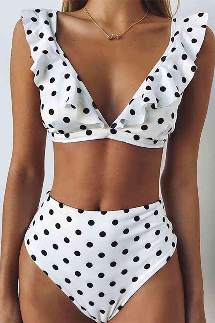 مجموعة بيكيني IGR Women Angels Polka Dot باللون الأبيض - Media