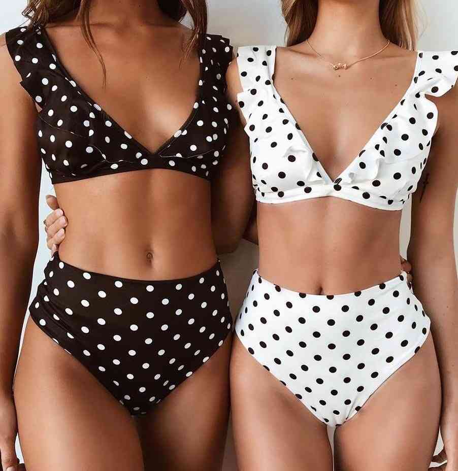 مجموعة بيكيني IGR Women Angels Polka Dot باللون الأبيض - Media