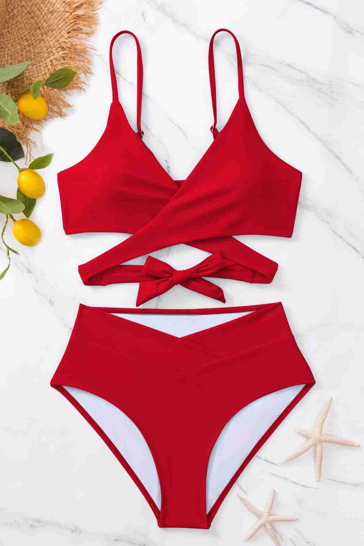 IGR Women Angels V-Cut Bikini Set with Belt Detail Red - O Fallon