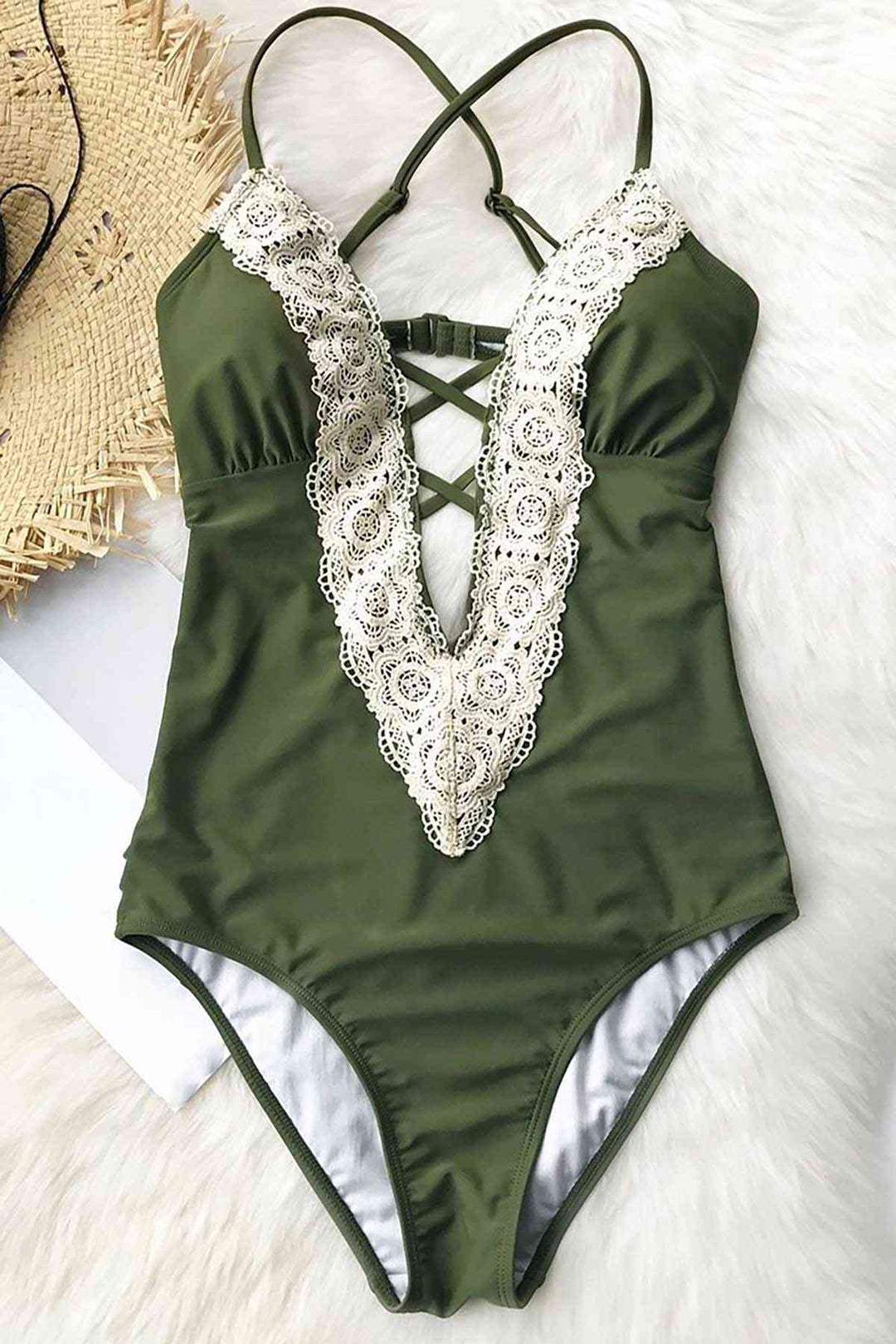 IGR Women Angels Green Lace Embroidered Swimsuit - Portimão