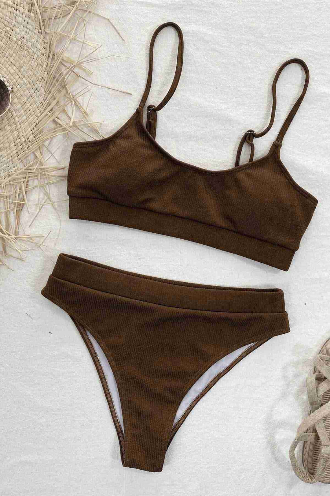 IGR Women Angels High Waist Fabric Tankini Bikini Top Brown - Ocoyoacac