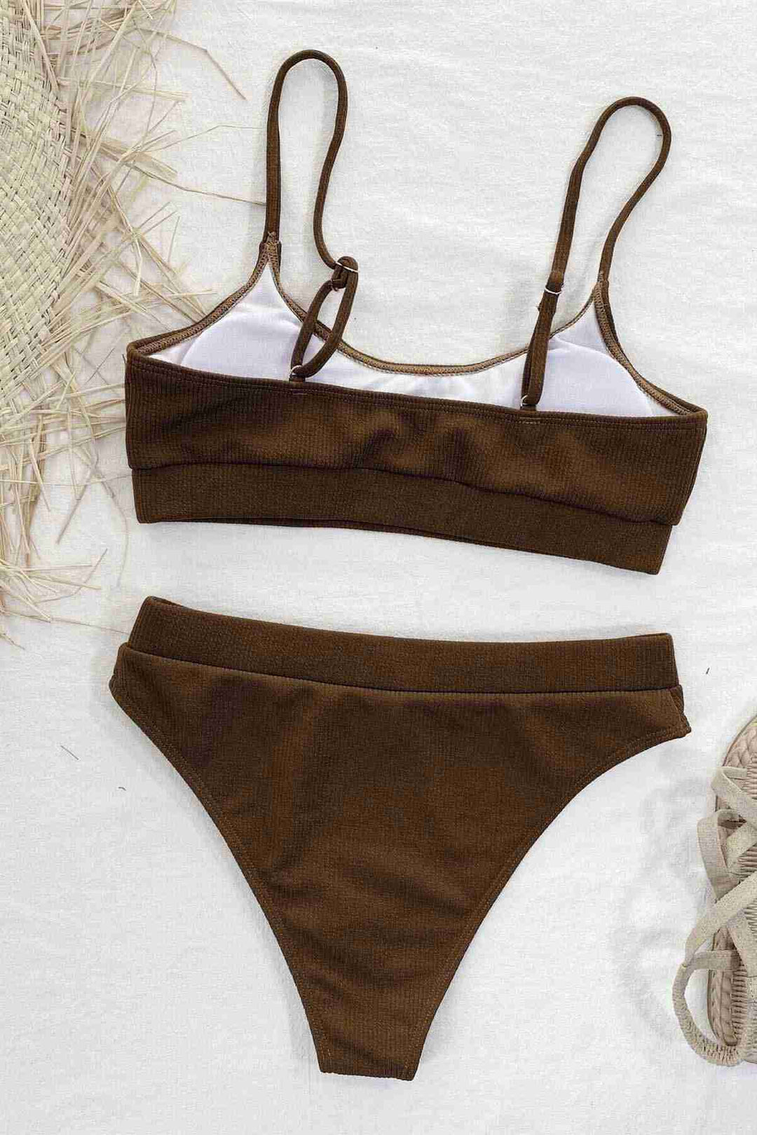 IGR Women Angels High Waist Fabric Tankini Bikini Top Brown - Ocoyoacac