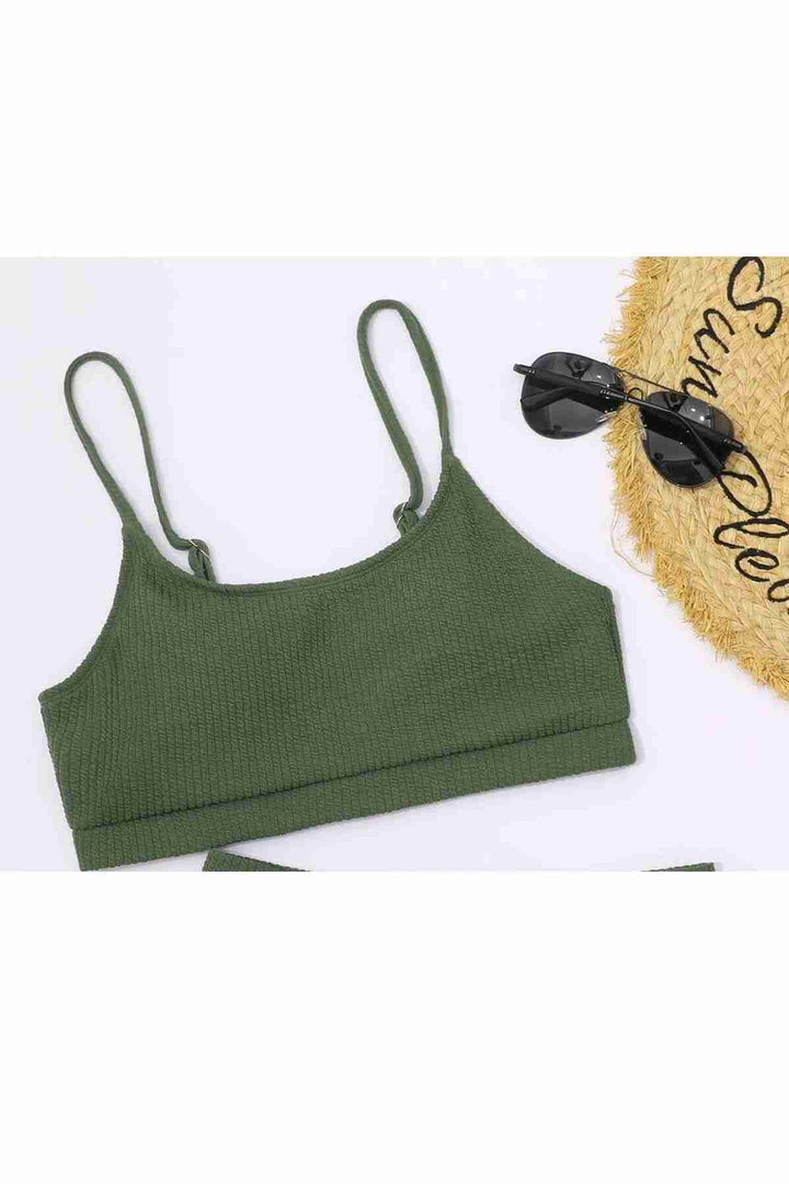 IGR Women Angelsin High Waist Special Fabric Tankini Bikini Top Green - Granadilla de Abona