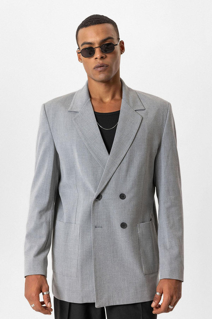 ANT Double Breasted Men's Blazer Jacket with Bag Pocket - Pearl City