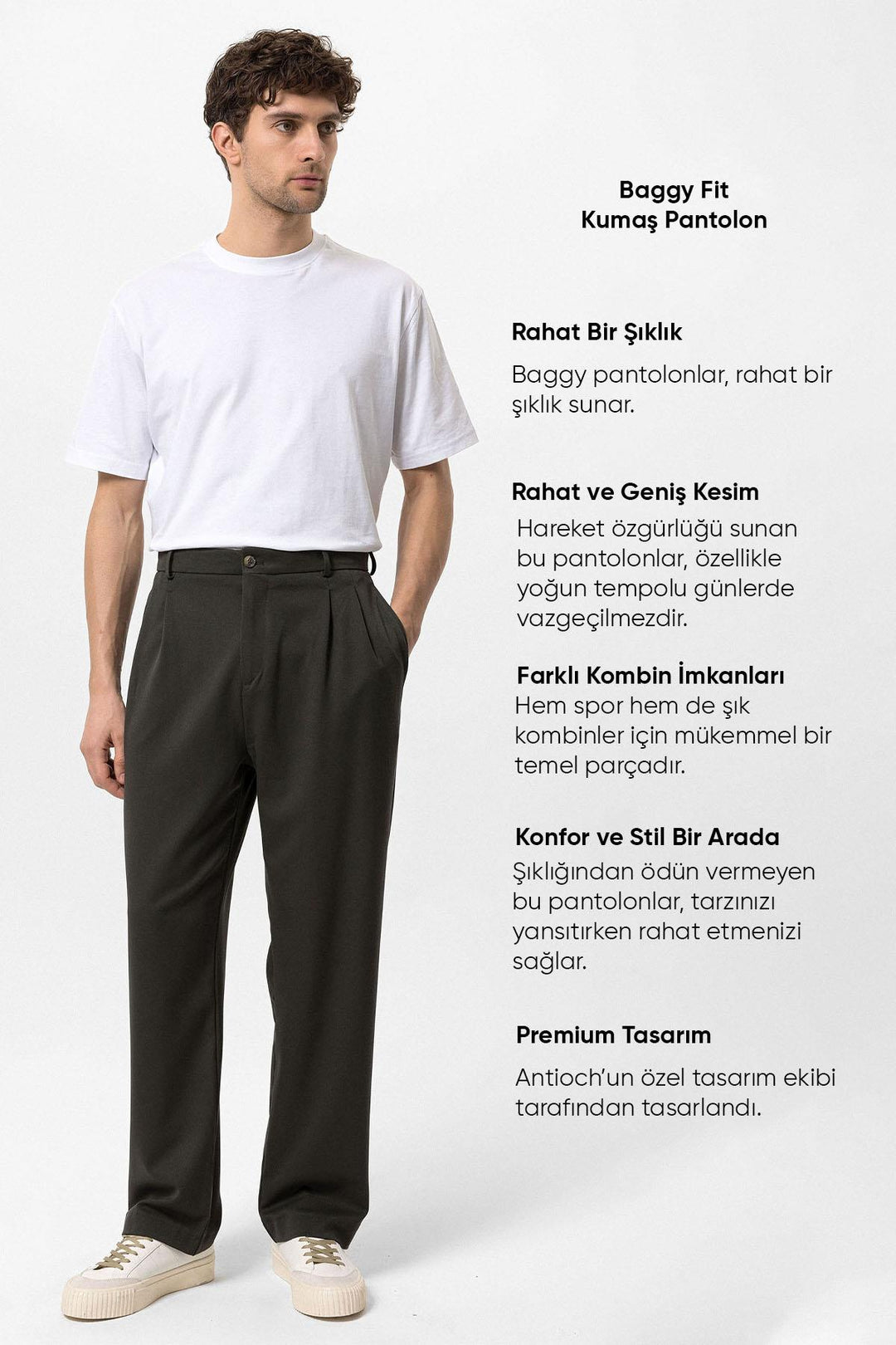 ANT High Waist Pleated Comfortable Fit Men's Trousers - Treviso