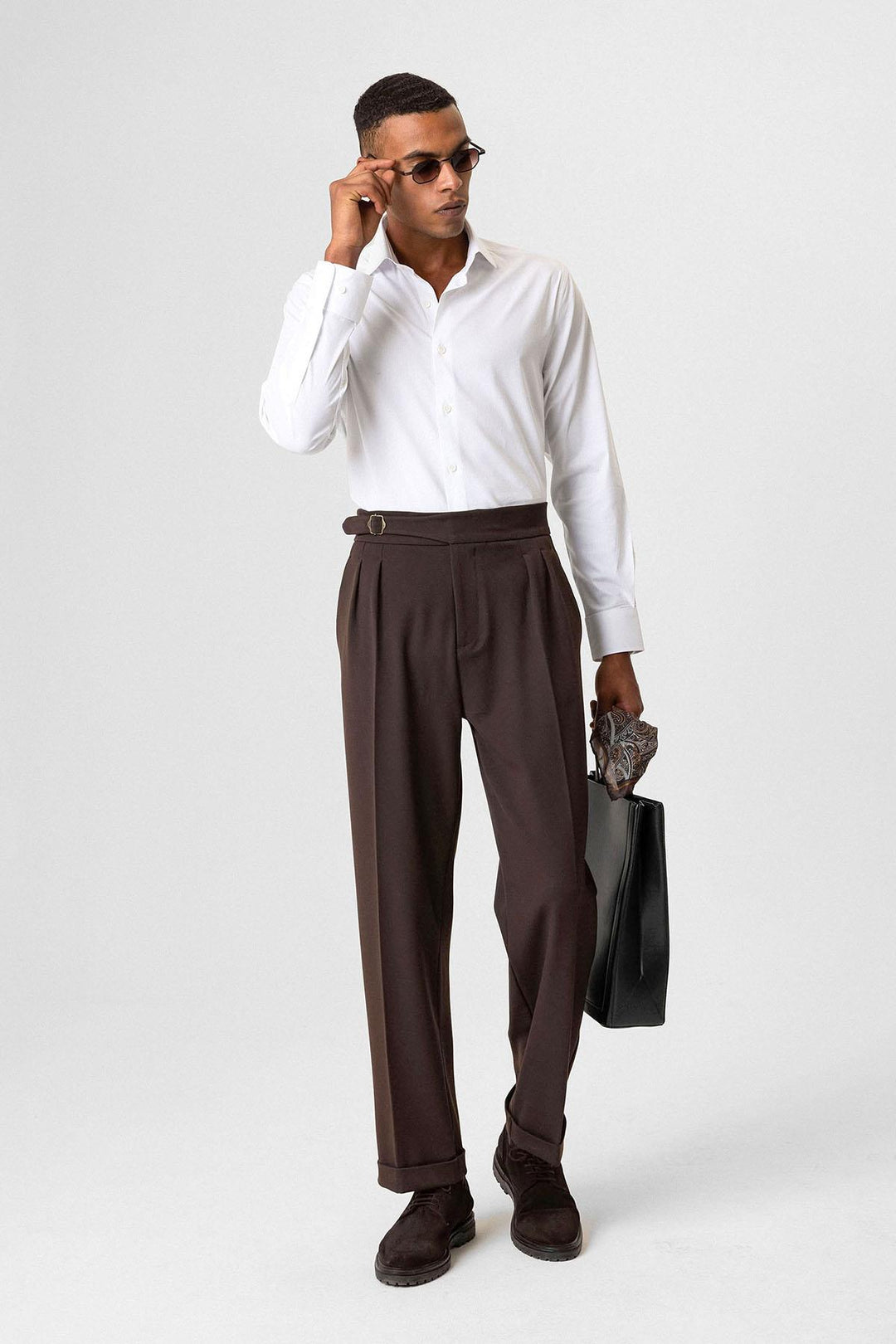 ANT Buckle Detailed Pleated High Waist Men's Trousers - Halton Hills