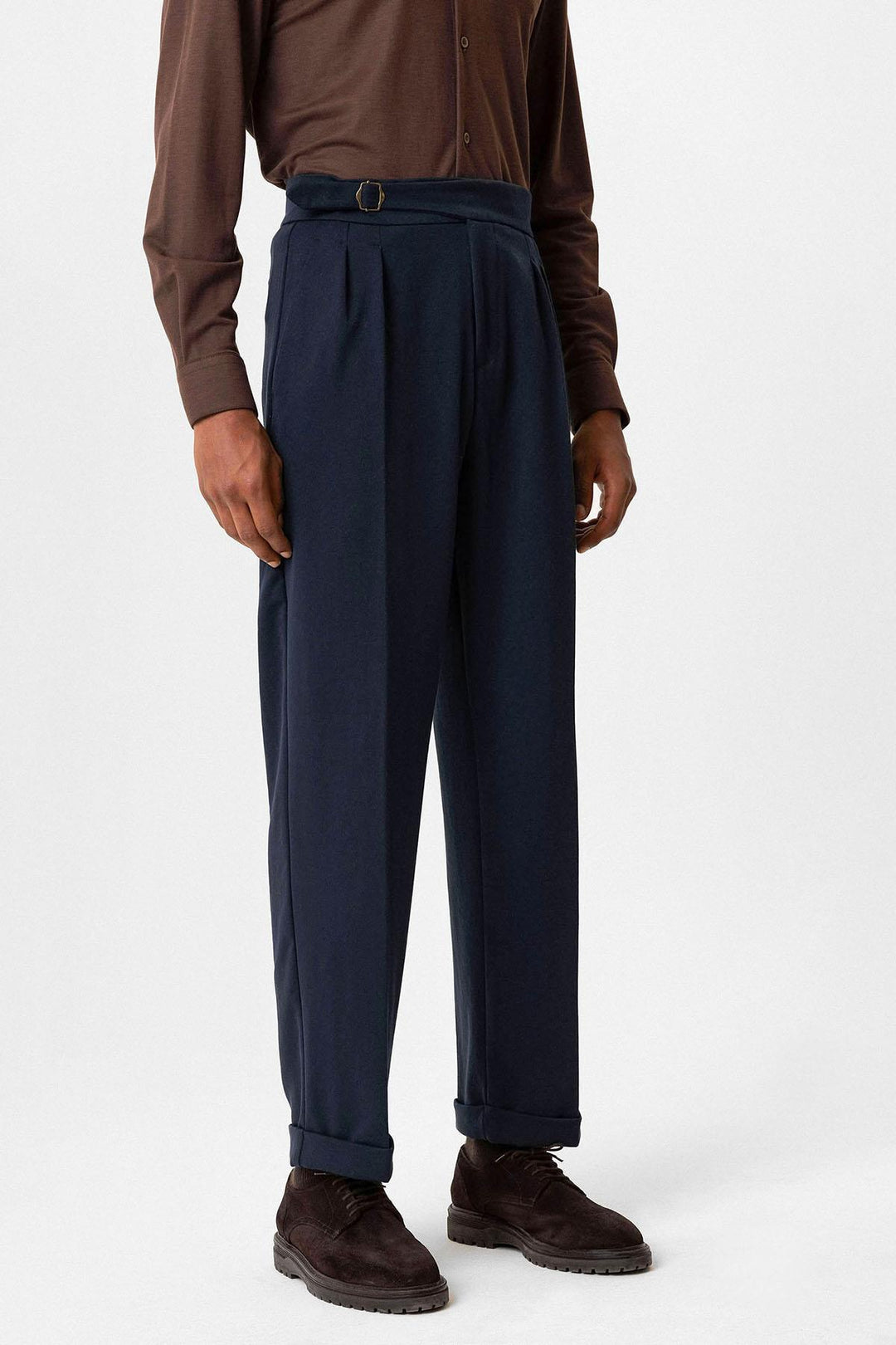 ANT Buckle Detailed Pleated High Waist Men's Trousers - Spokane