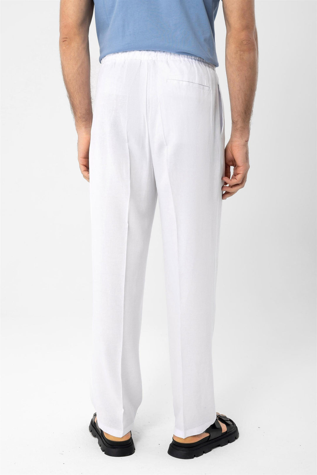 ANT High Waist Pleated Linen Blend Men's Trousers - Geneva