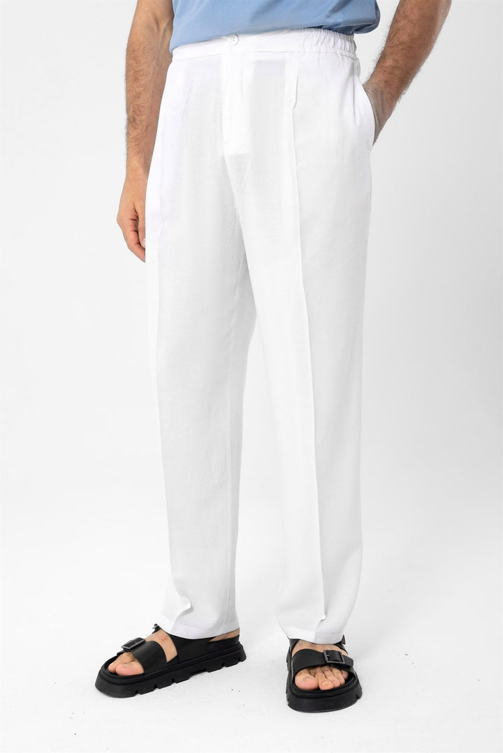 ANT High Waist Pleated Linen Blend Men's Trousers - Geneva