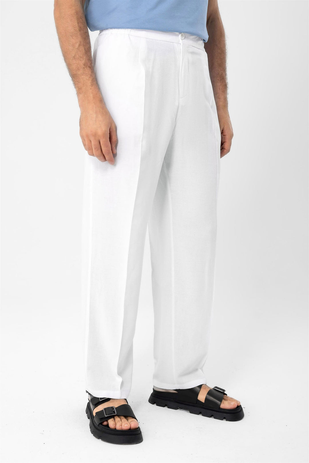 ANT High Waist Pleated Linen Blend Men's Trousers - Geneva