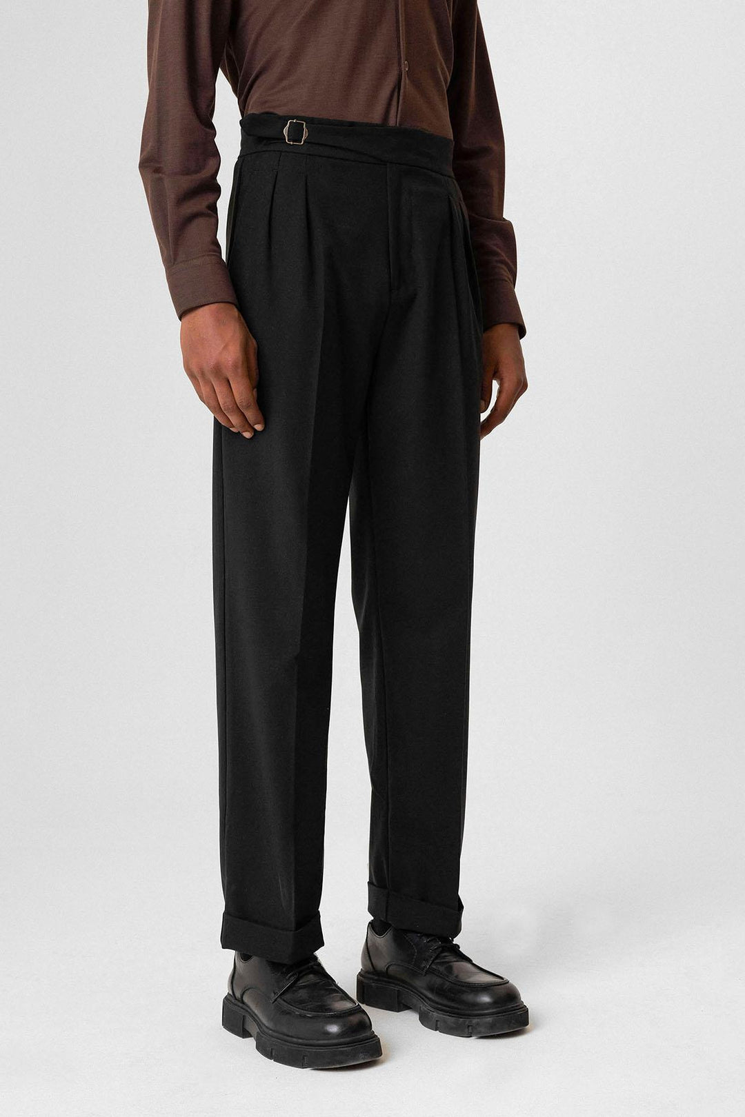 ANT Buckle Detailed Pleated High Waist Men's Trousers - Temple City