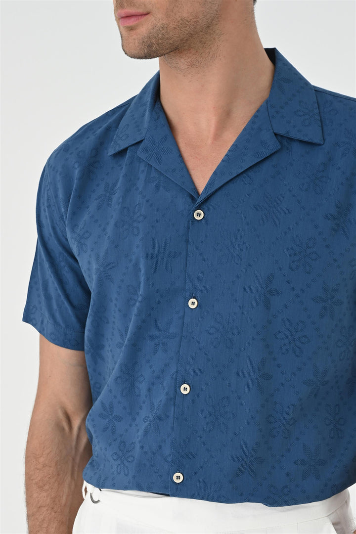 ANT Knitted Patterned Men's Shirt with Camp  Collar - Fayetteville