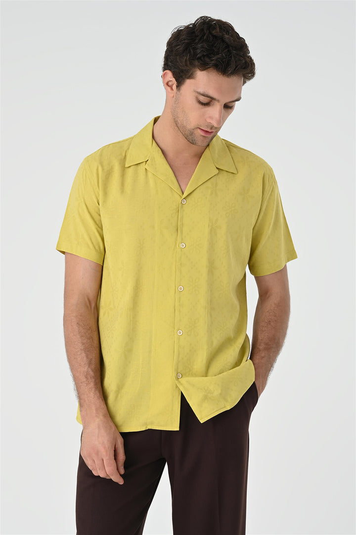 ANT Knitted Patterned Men's Shirt with Camp  Collar - Toledo