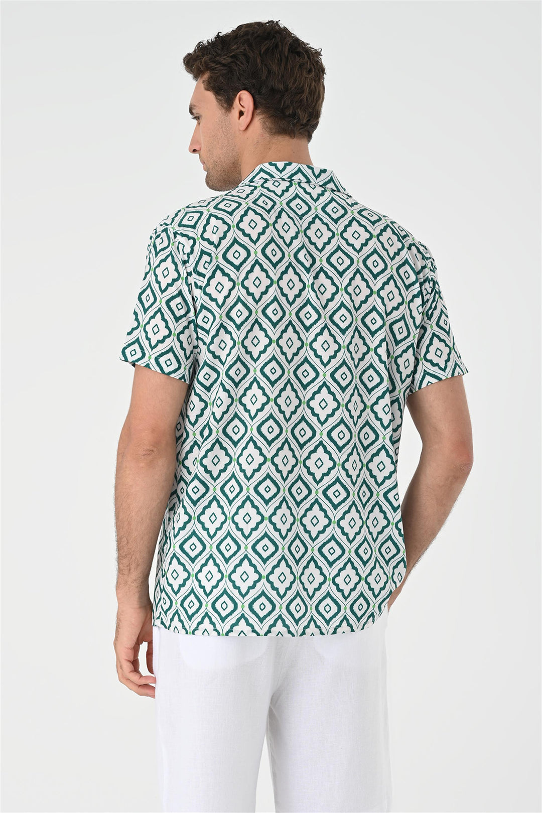 ANT Ethnic Patterned Short Sleeve Men's Shirt with Applique Collar - Vaudreuil-Dorion