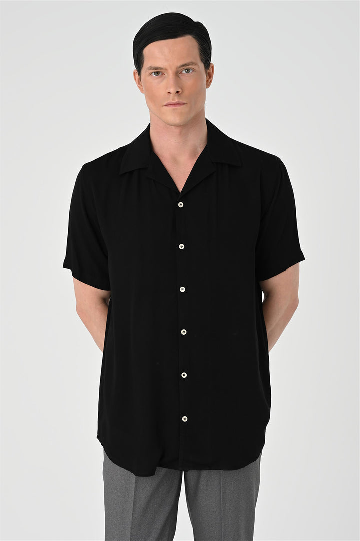 ANT Oversized Short Sleeve Men's Shirt with Applique Collar - Kerch