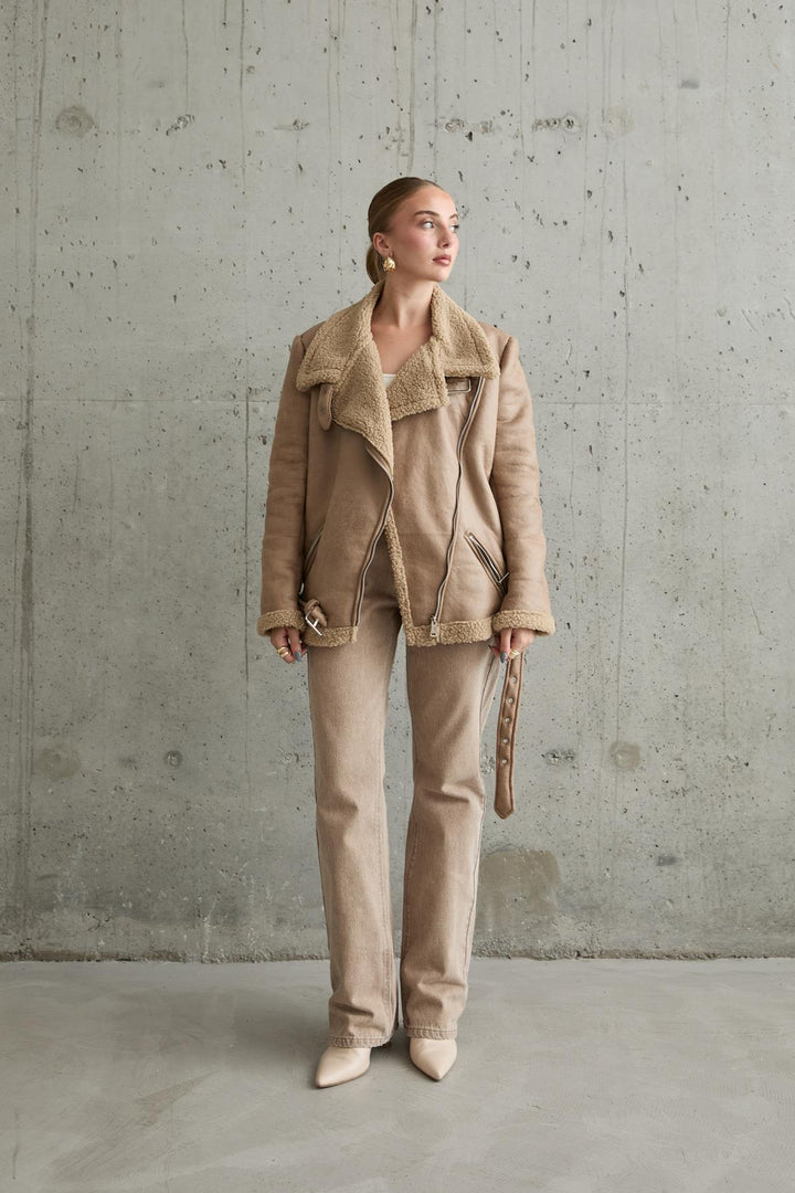 Els Epauttette Fur Veste - Beige - Ensenada