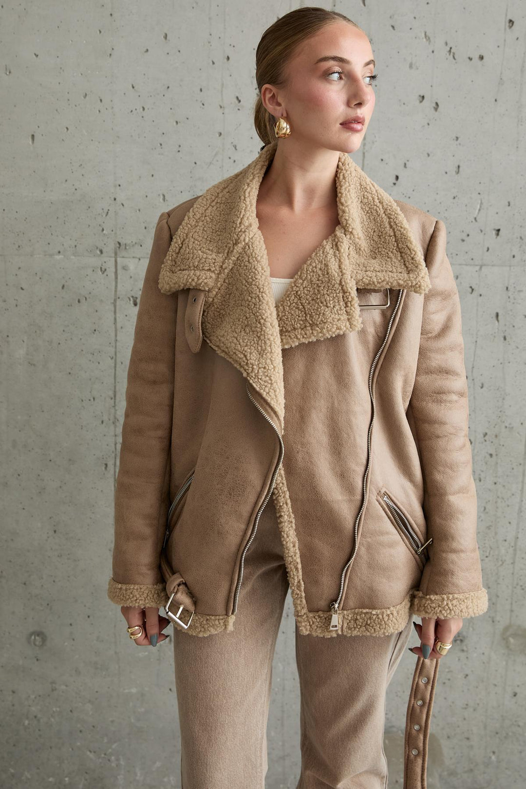 Els Epauttette Fur Veste - Beige - Ensenada