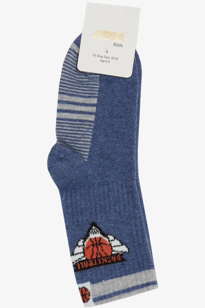 BRE Plus Boy Basketball Themed Socks for Boys 30 Years Old, Indigo - Querétaro