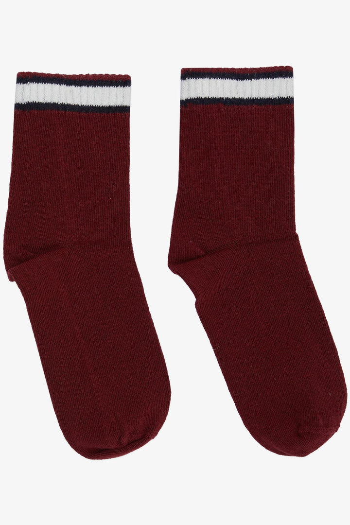 BRE Plus Girl Socks Striped 14 Years, Burgundy - Limbiate