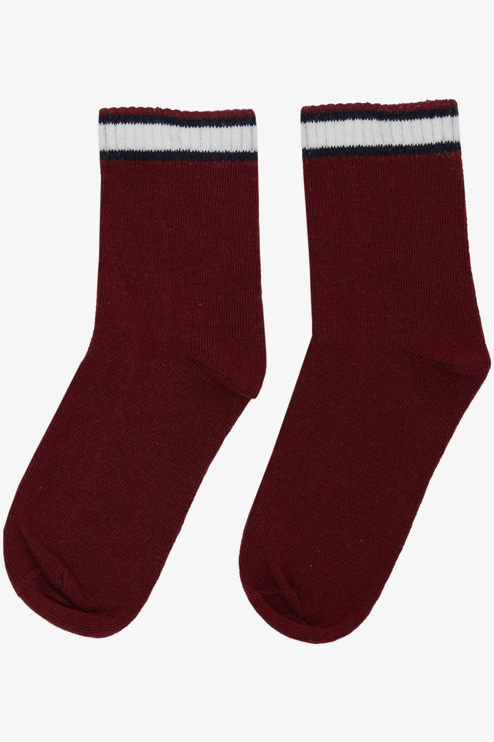 BRE Plus Girl Socks Striped 14 Years, Burgundy - Limbiate