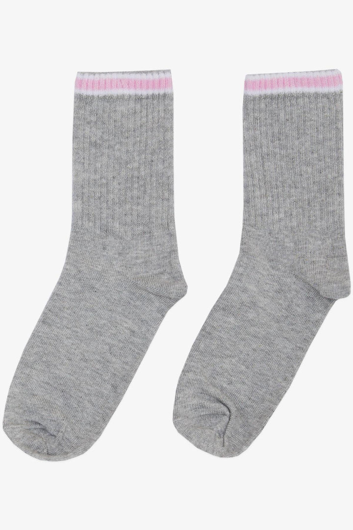 BRE Plus Girl Socks Striped 74 Years, Grey Melange - South Gate