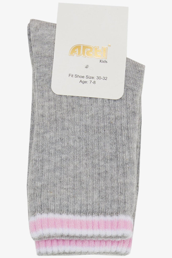 BRE Plus Girl Socks Striped 74 Years, Grey Melange - South Gate