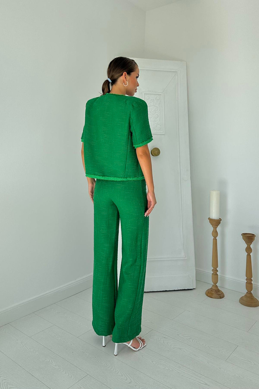 ELS Strapless Bustier Jacket and Pants Set - Green - Galway