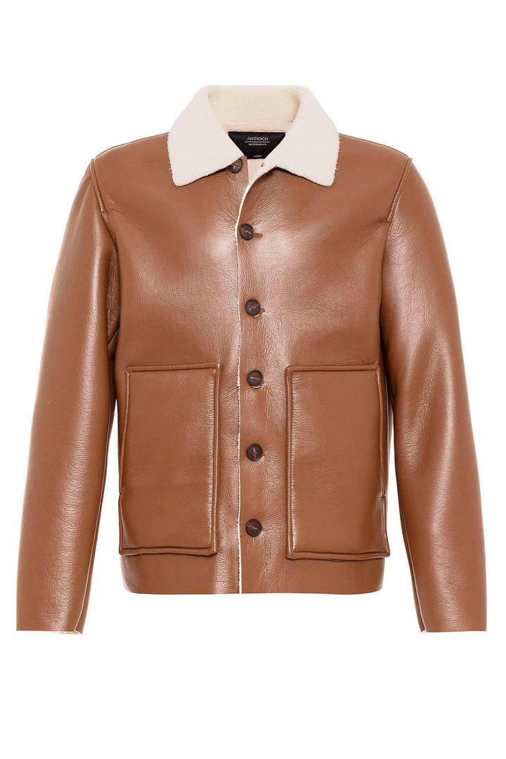 ANT Lining Detailed Faux Leather Men's Coat - Caluire-et-Cuire