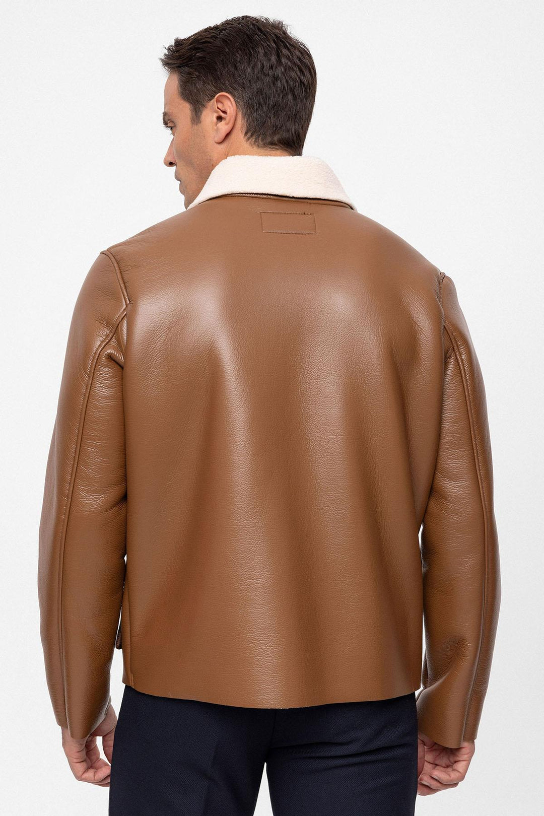 ANT Lining Detailed Faux Leather Men's Coat - Caluire-et-Cuire