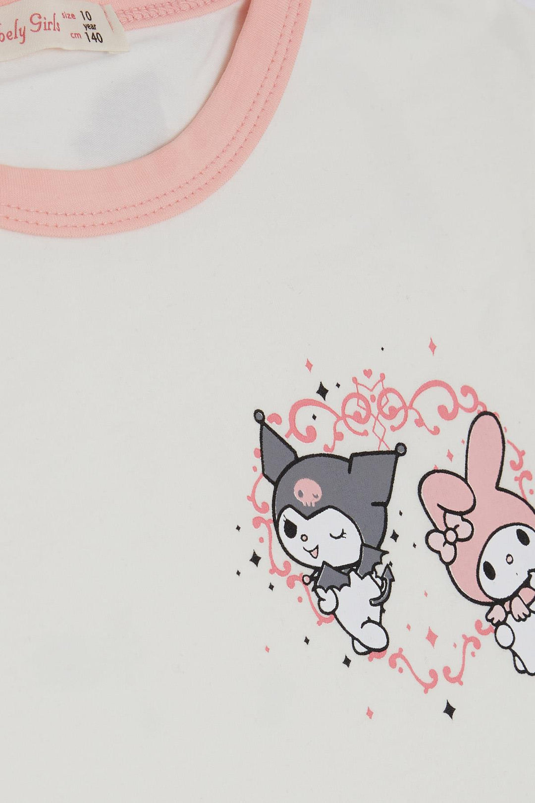 Bre Babely Girl Child Funt Fort Crop Cartoon Cartoon Cartoon Kuromi и My Melody Printed 96 лет, Ecru - Torrevieja