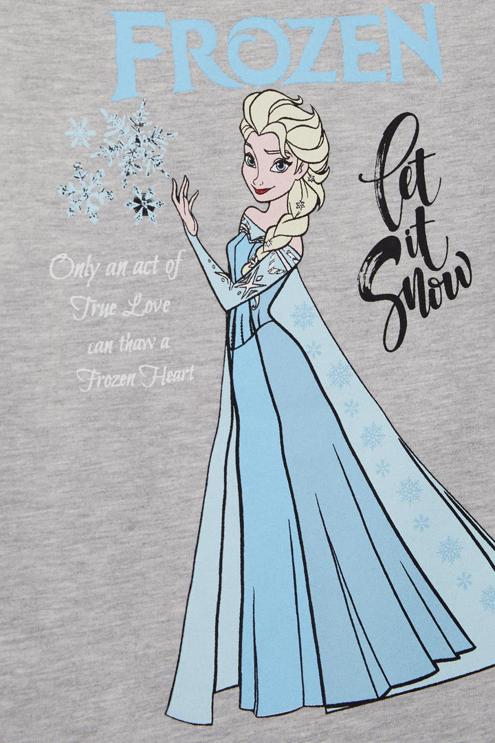 BRE Babely Girl's Tunic Elsa Frozen Print 50 Years, Grey Melange - Bologna