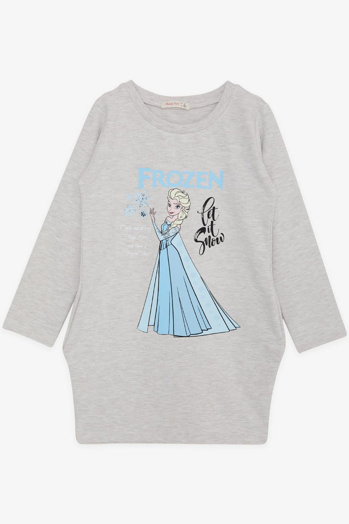 BRE Babely Girl's Tunic Elsa Frozen Print 50 Years, Beige Melange - Crystal Lake