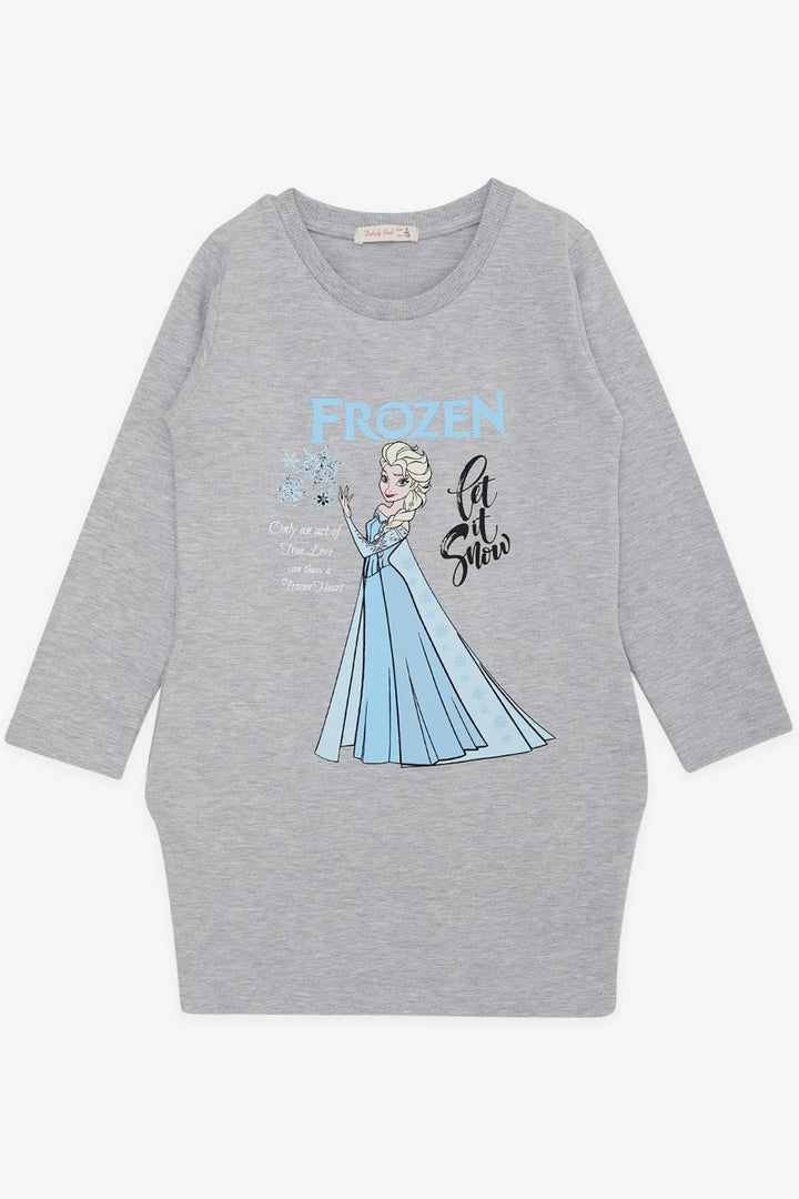 BRE Babely Girl's Tunic Elsa Frozen Print 50 Years, Grey Melange - Bologna