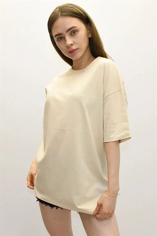 MDX Beige Back Printed Oversized Women's T-Shirt MG1529 - Rochester