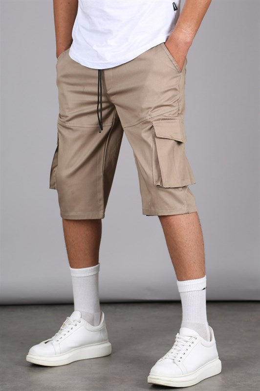 MDX Beige Basic Cargo Pocket Men's Capri Shorts 5473 - Yasynuvata