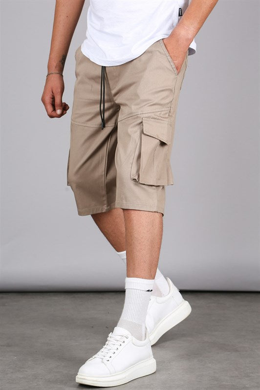 MDX Beige Basic Cargo Pocket Men's Capri Shorts 5473 - Yasynuvata