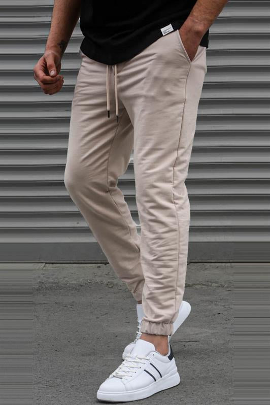 MDX Beige Basic Elastic Waist Men's Sweatpants 5494 - New Albany