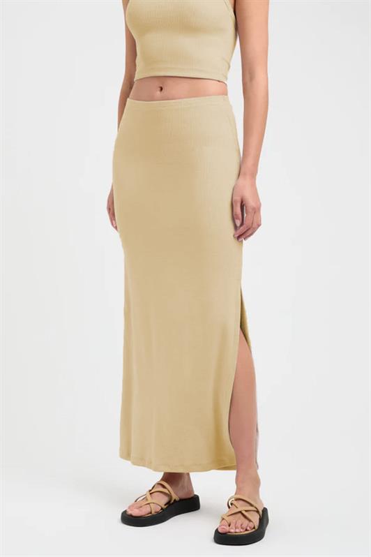 MDX Beige Basic Slit Detailed Women's Long Skirt MG1650 - Lucena