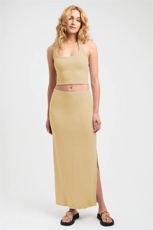 MDX Beige Basic Slit Detailed Women's Long Skirt MG1650 - Lucena