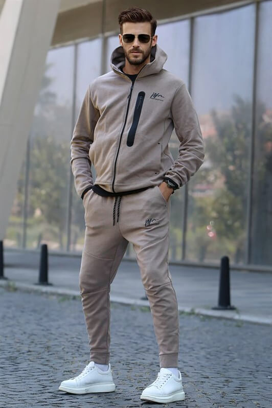 MDX Beige Printed Regular Fit Men's Tracksuit - Chicopee