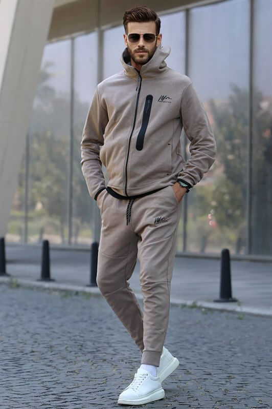 MDX Beige Printed Regular Fit Men's Tracksuit - Chicopee