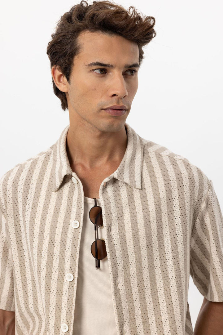 ANT Oversized Openwork Striped Men's Shirt - Arras