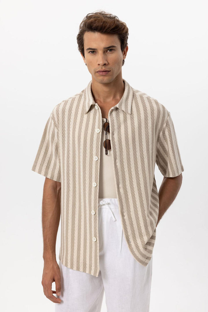 ANT Oversized Openwork Striped Men's Shirt - Arras