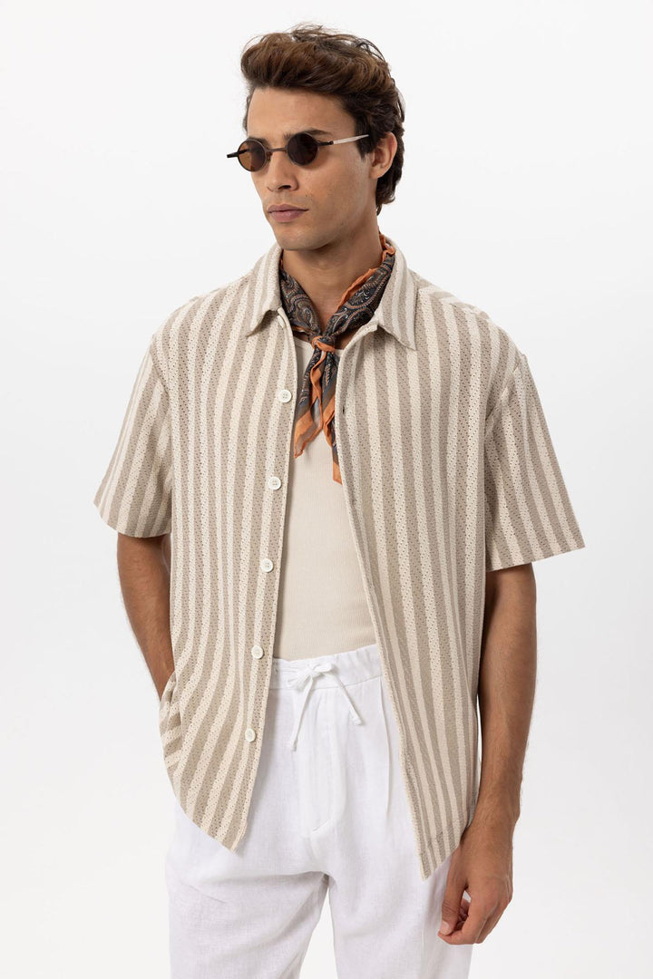 ANT Oversized Openwork Striped Men's Shirt - Arras