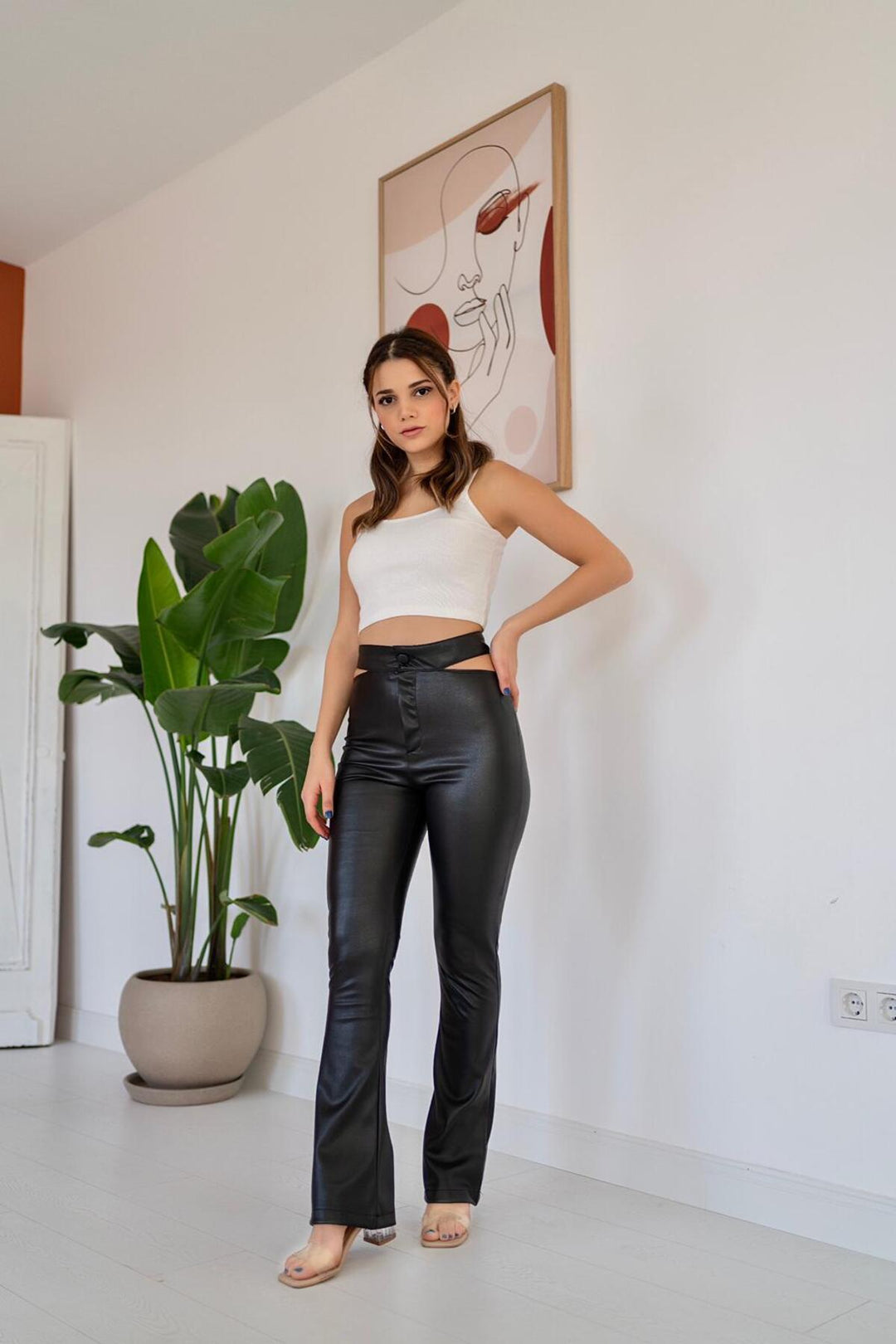 ELS High Waisted Leather Pants - Black - Dragash