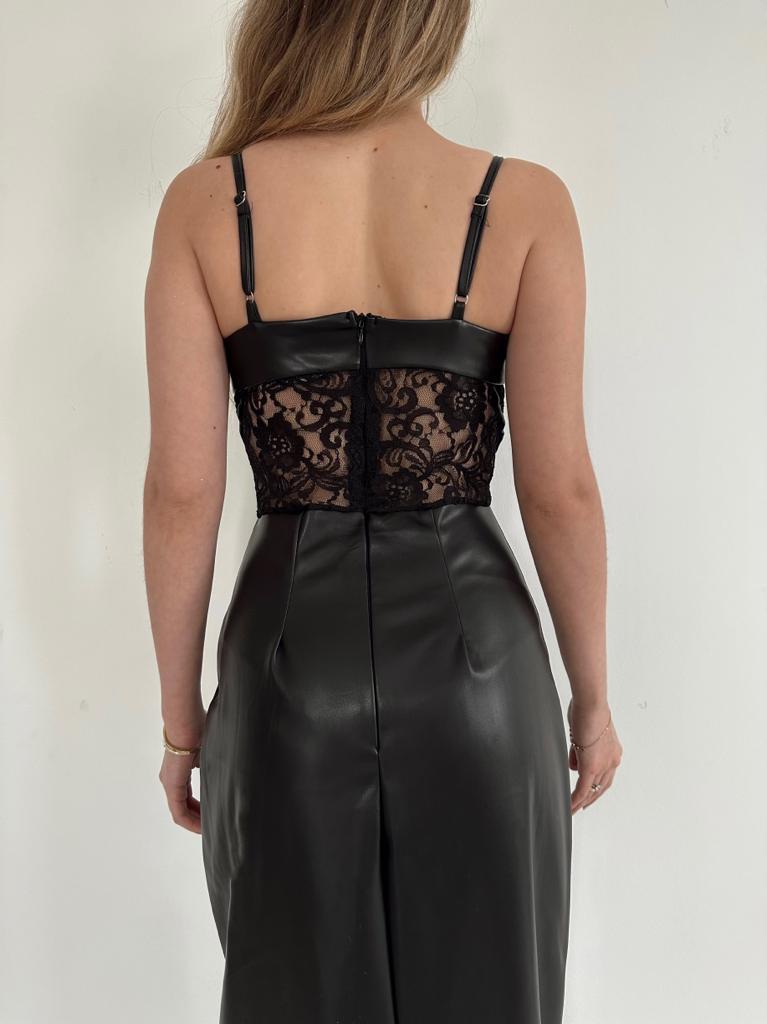 Robe en cuir en dentelle d'Els Taies - noir - Montreuil